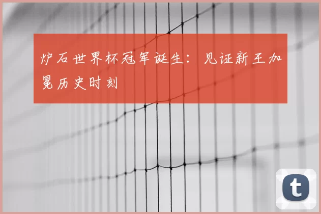 炉石世界杯冠军诞生:见证新王加冕历史时刻